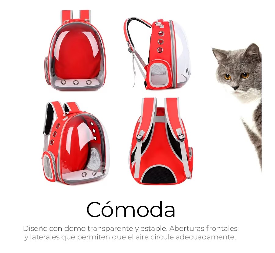 Mochila Back Pack Transportadora Gato Perro Mascota Peque&ntilde;a color rosa image number null