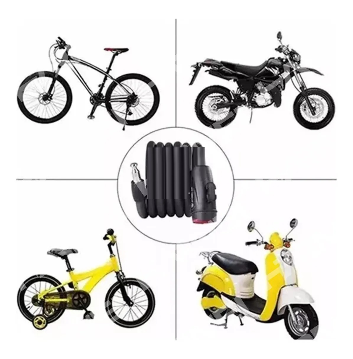 Set 3pcs Candado De Bicicleta Con Cadena De Seguridad Doble Llave 64cm image number null
