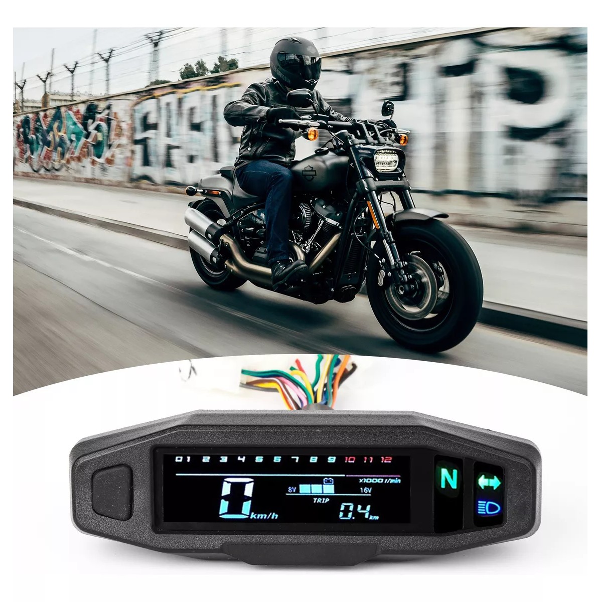 Veloc&iacute;metro Lcd Digital Miniatura Para Motocicleta. image number null