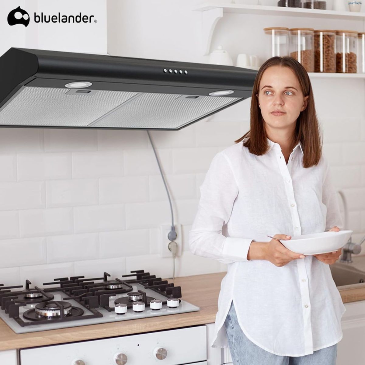 Campana Extractora de 90 cm para Cocina con Salida de Aire y Filtro de Carb&oacute;n Activado Bluelander image number null