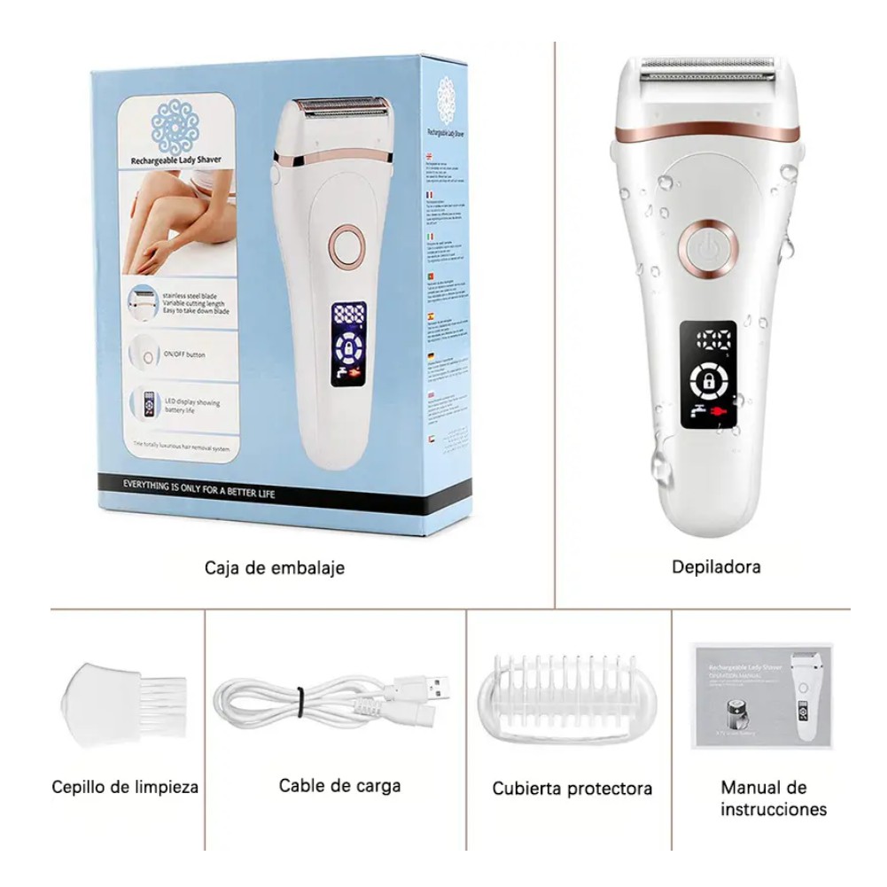 M&aacute;quina De Afeitar El&eacute;ctrica Dama Bikini Recortadora Indolor Blanco image number null