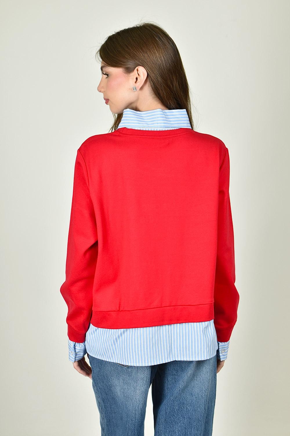 Sudadera combinada con bordado Roman Fashion Juvenil, 5131 (Rojo) image number null