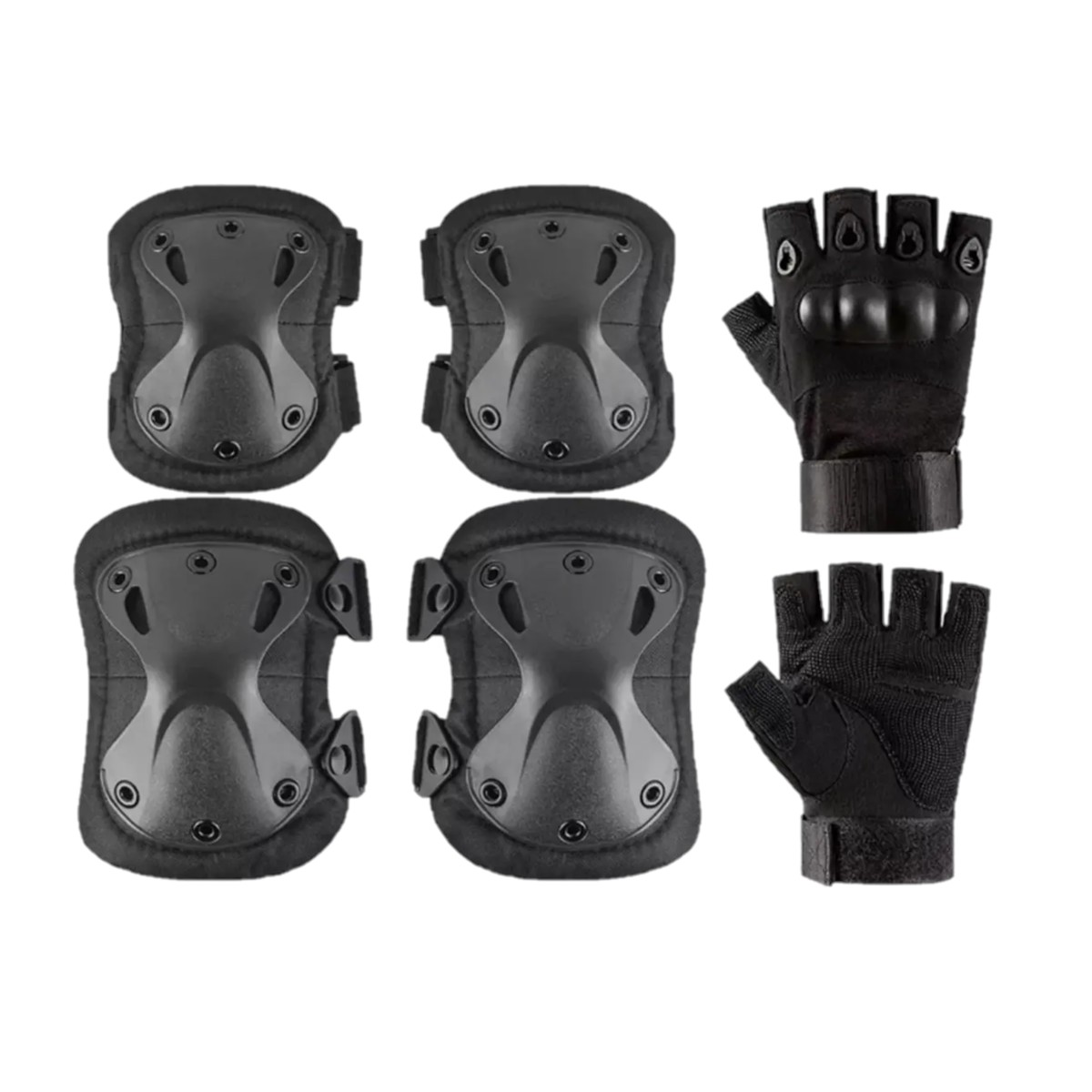 Rodilleras Y Codera T&aacute;ctica Y Guantes De Montar 6 Piezas Negro image number null