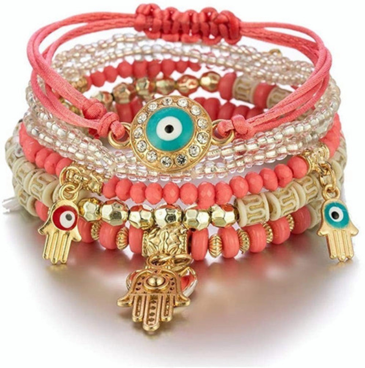4 Pulseras de Amistad Cuentas Boho y Multicapa image number null