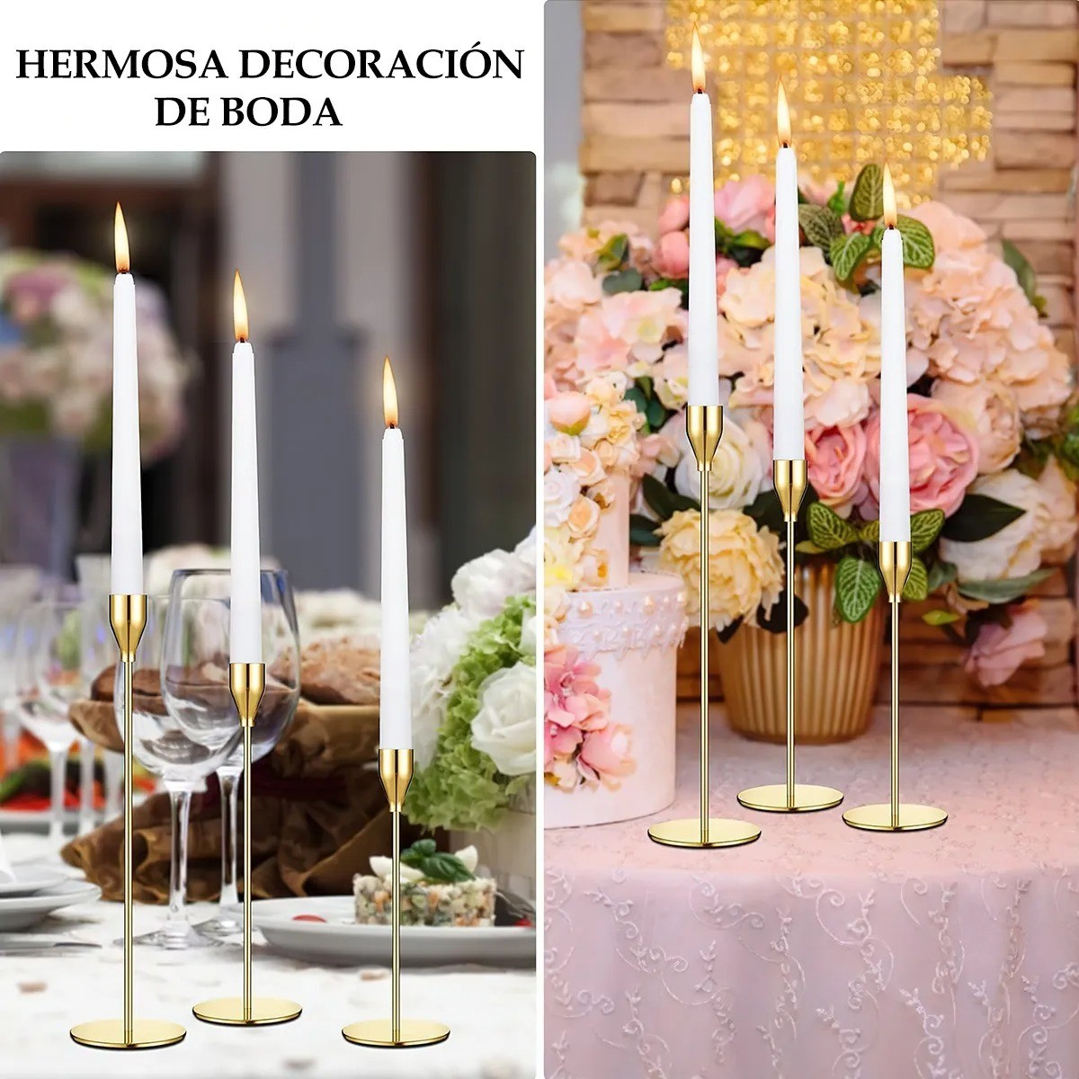 6pcs Candelabro Metal Adorno Portavela Boda Decoration Mesa image number null
