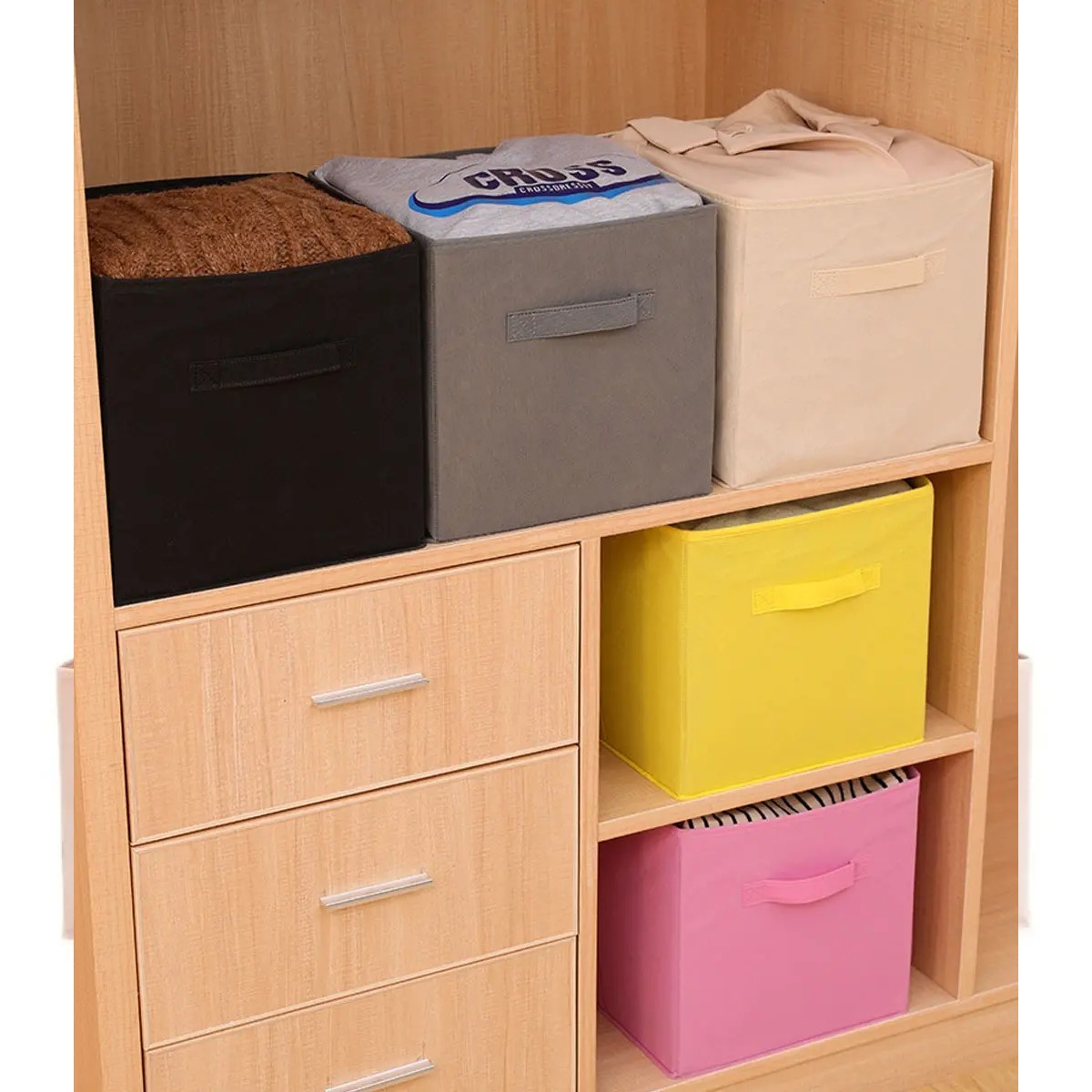 Organizador De Ropa Plegable, Juego De 6 Color Rosa image number null