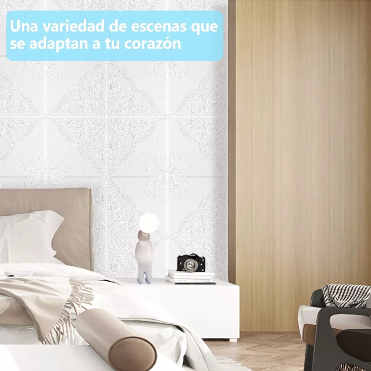 3d Panel Cuadril&aacute;tero Ciruela Patr&oacute;n Color Blanco image number null