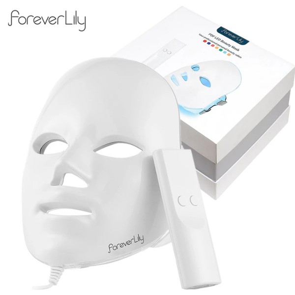 Mascara LED 7 Colores con Control Remoto para Rejuvenecimiento Facial Terapia de Luz Antiacn&eacute;, Blanqueante y Reafirmante image number null