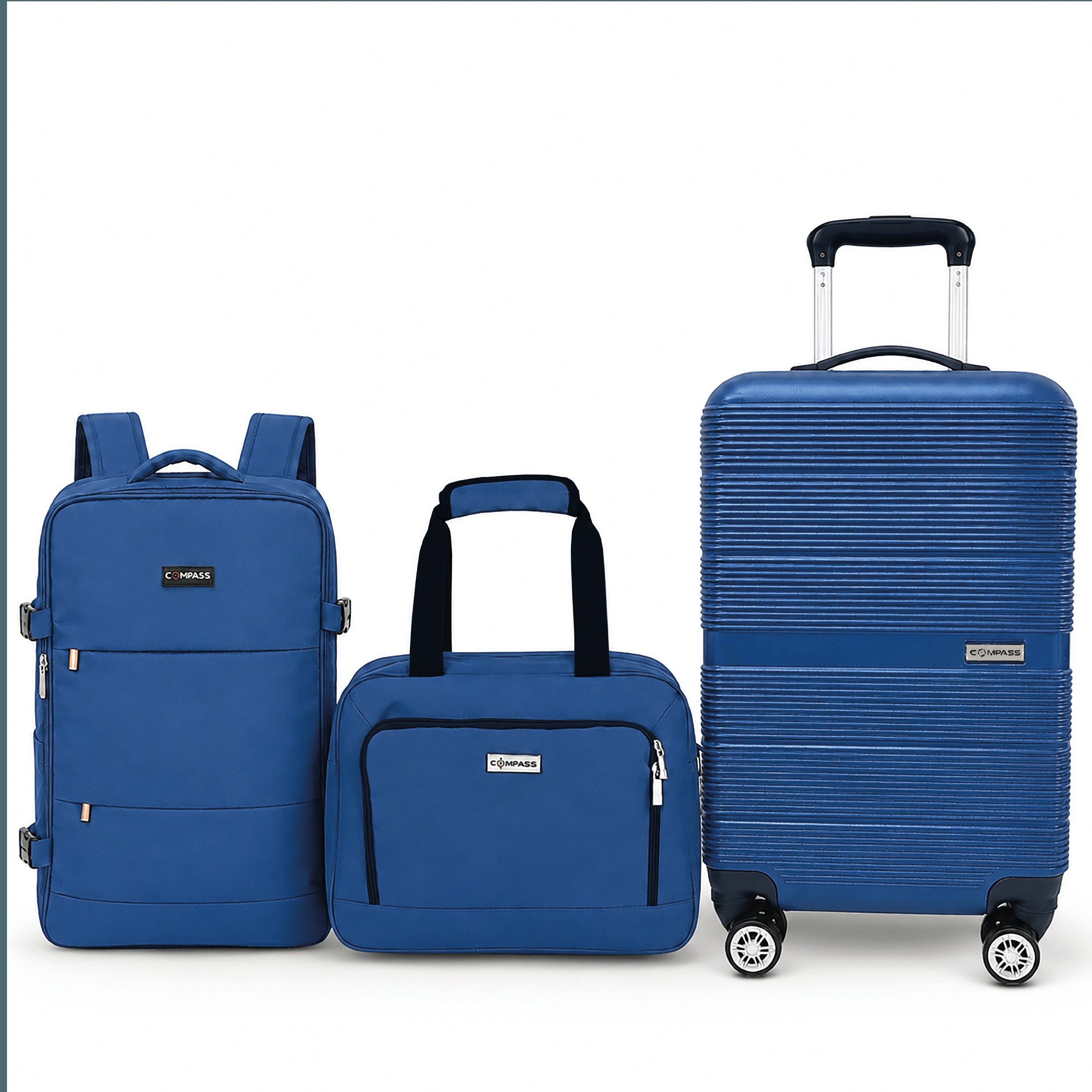 Juego de Maletas Compass Chicago Azul Con Maleta de 20", Backpack, Neceser, Candado TSA y 8 Ruedas 360&deg; image number null