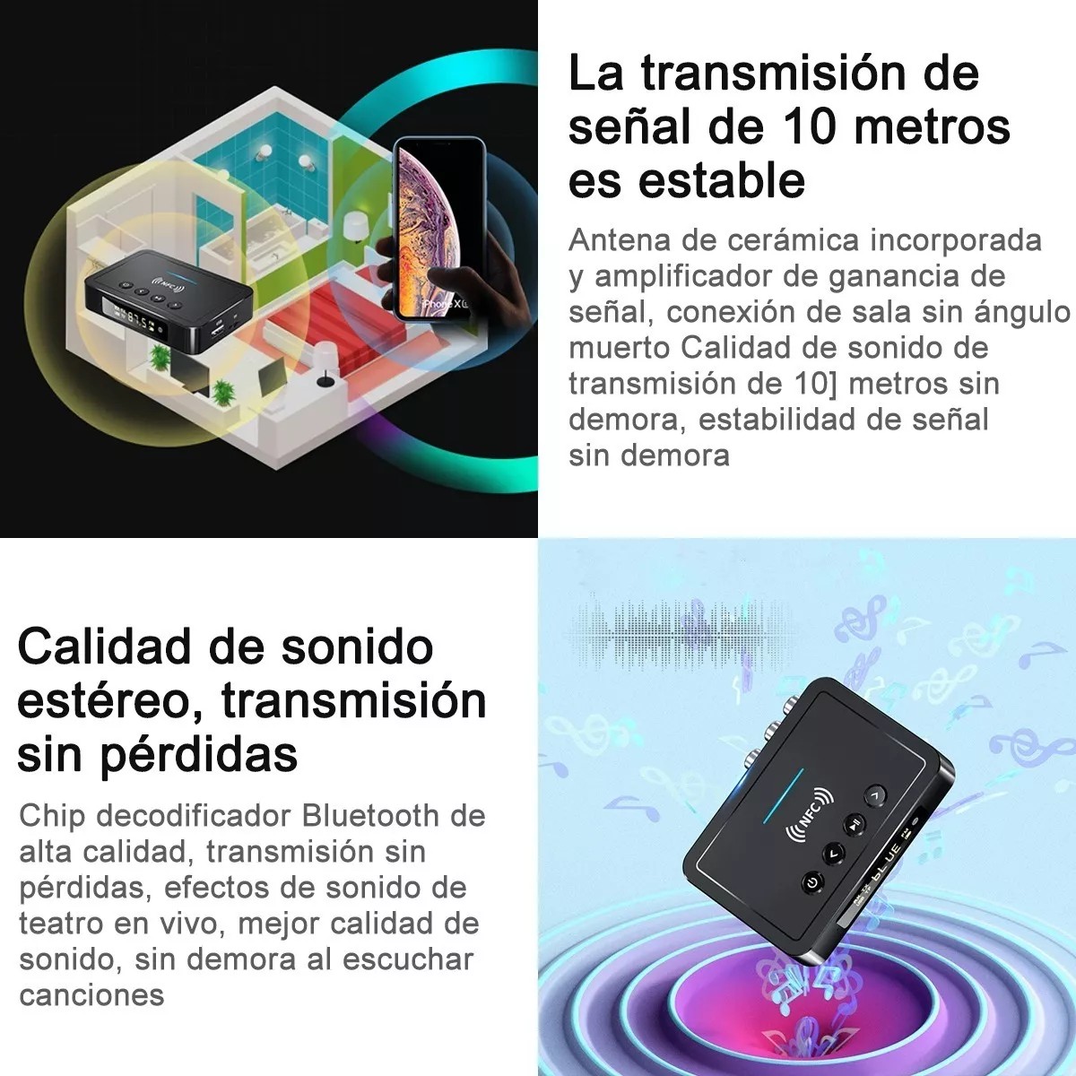Bluetooth5.0 Transmisor/receptor Audio Est&eacute;reo image number null