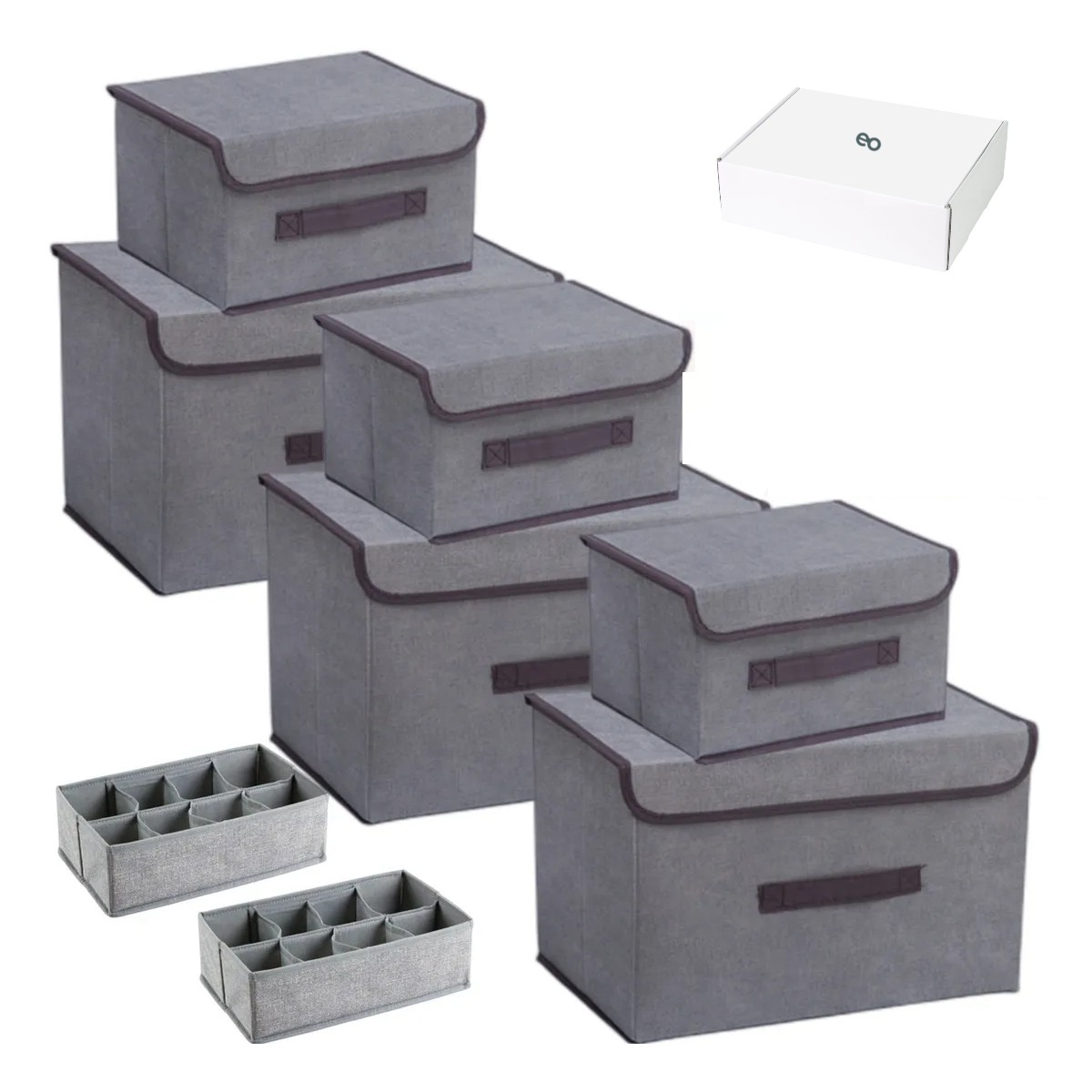 Cajas Organizadoras De Tela Plegables Cesto Con Tapas,8 Pzs image number null