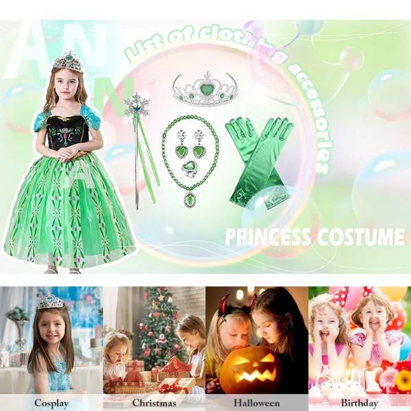 Vestido De Princesa De Anna, Disfraz De Frozen Dise&ntilde;o para Ni&ntilde;a, Ropa De Halloween, Cosplay, Fiesta De Cumplea&ntilde;os image number null