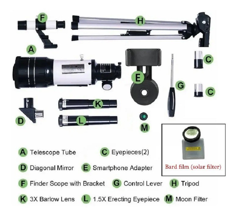 Telescopio Astronomico Balnco Con Negro image number null