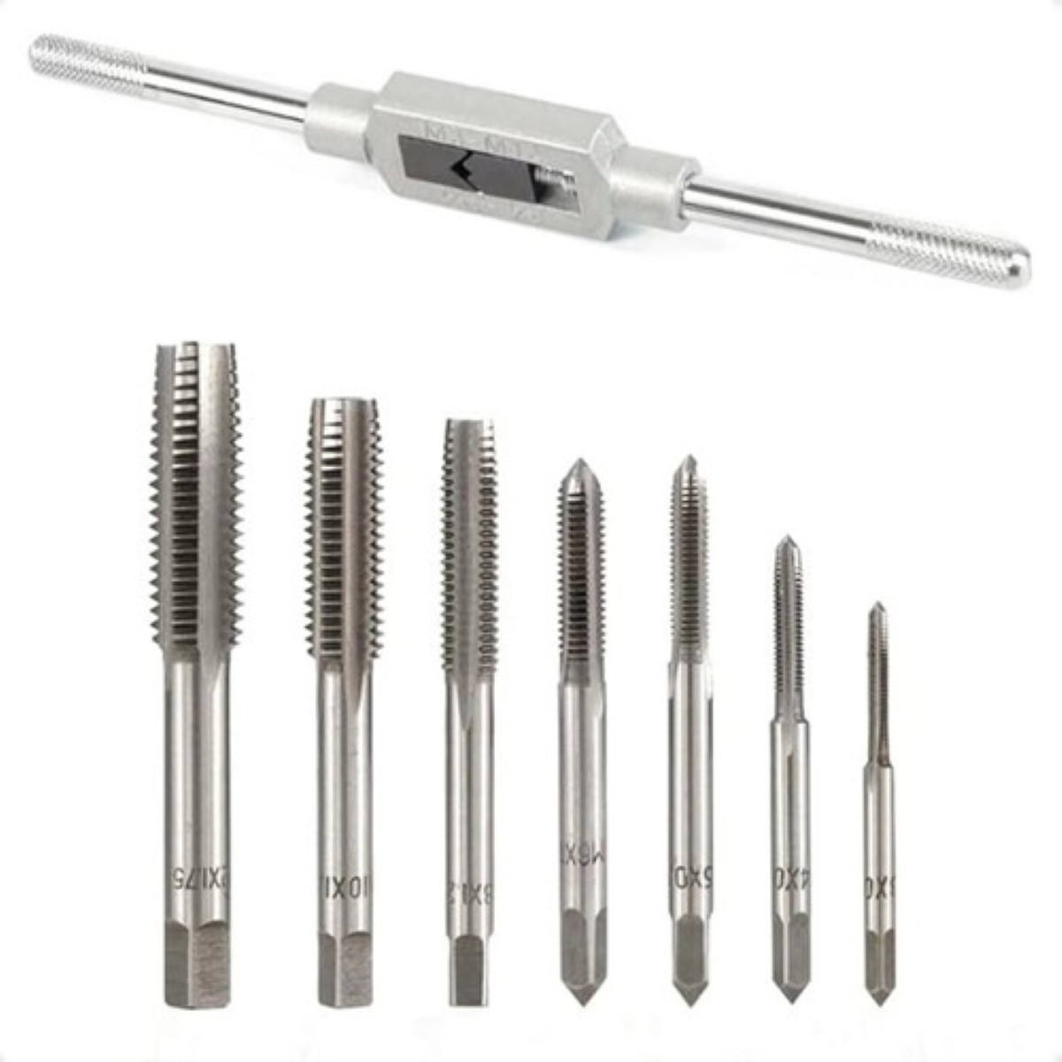 Kit De Machuelos Con Maneral Broca Tipo Matraca Ajustable gris image number null