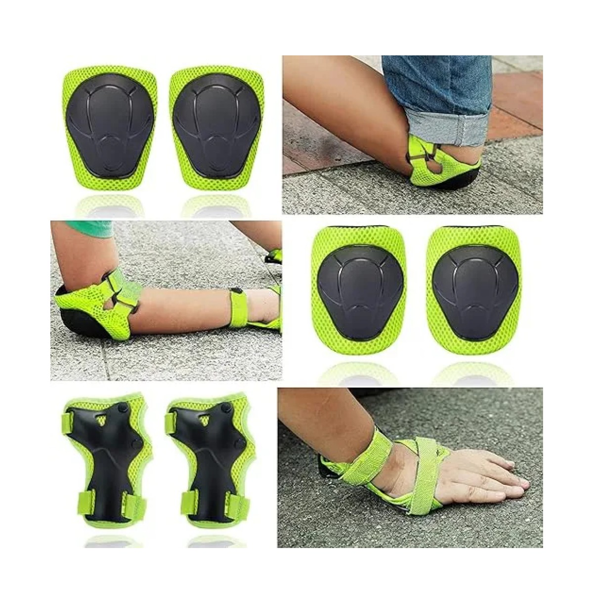 Kit 6pcs Rodilleras Coderas Y Mu&ntilde;equeras Protecci&oacute;n Para Ni&ntilde;os Verde image number null