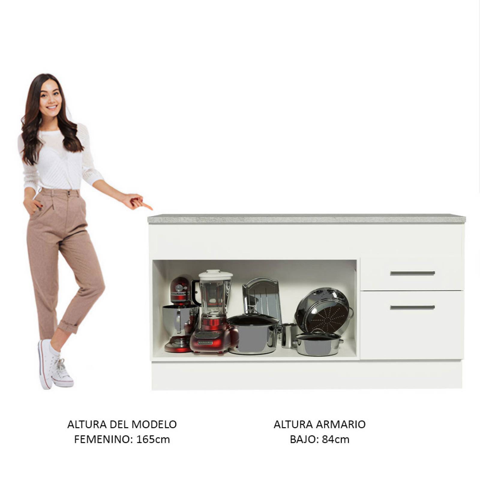 Mueble Inferior de Cocina Madesa Agata 150cm 2 Puertas Blanco. image number null