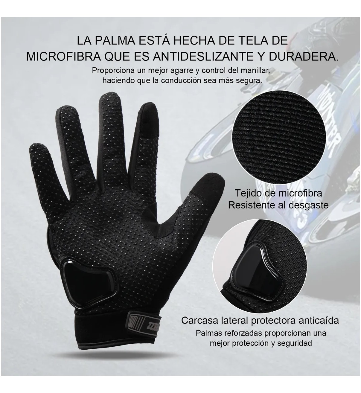 Guantes Proteccion Pantalla T&aacute;ctil De Dedo Malubero Para Motocicleta Negro L image number null