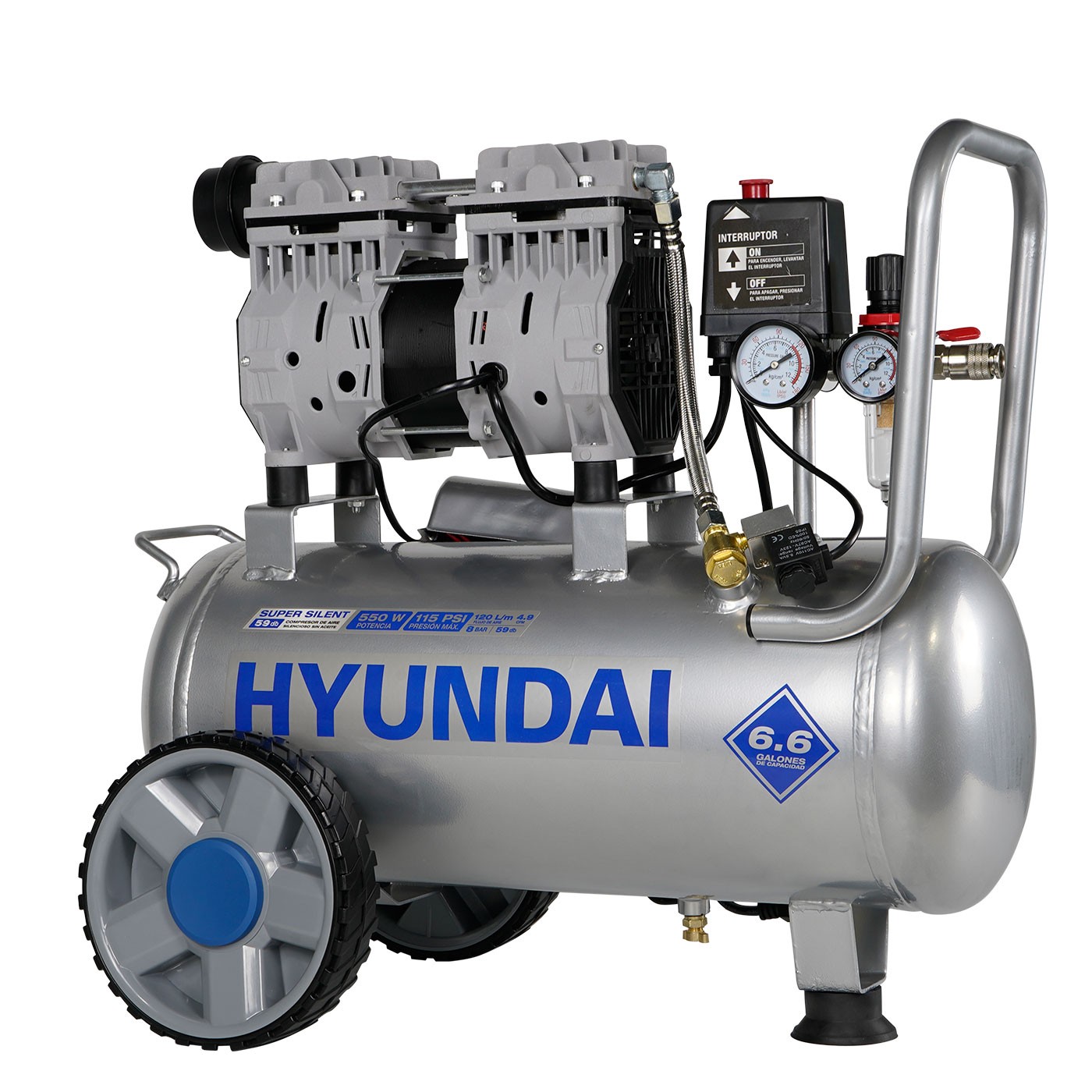 Compresor de Aire El&eacute;ctrico 0.75 Hp Hyundai 25 Litros 110v-60hz - HYK2525 image number null
