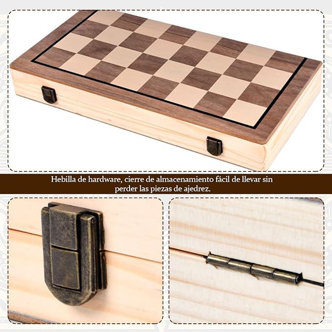 Juego de Ajedrez de Madera Plegable con Piezas image number null