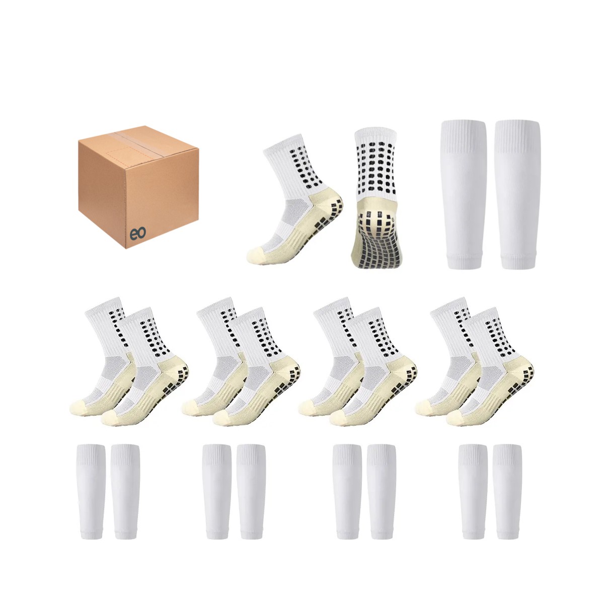 Kit 5 Calceta Antiderrapantes y 5 Medias Recortadas Para Futbol Blanco image number null