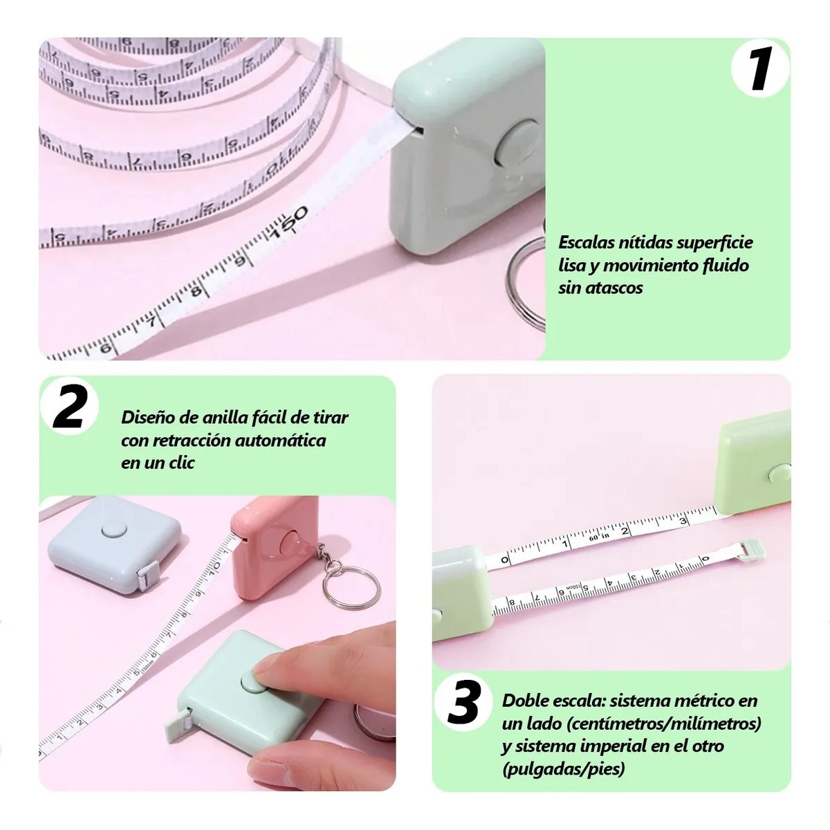 6pcs Cinta Metrica Cintura Retractil Cuerpo Modista Costura image number null