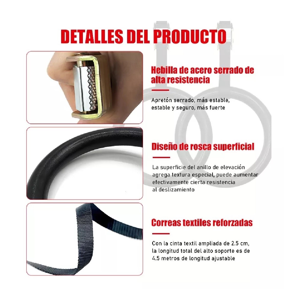 Gimnasia Bandas De Suspensi&oacute;n De Hasta 450 Kg Abs Anillos image number null