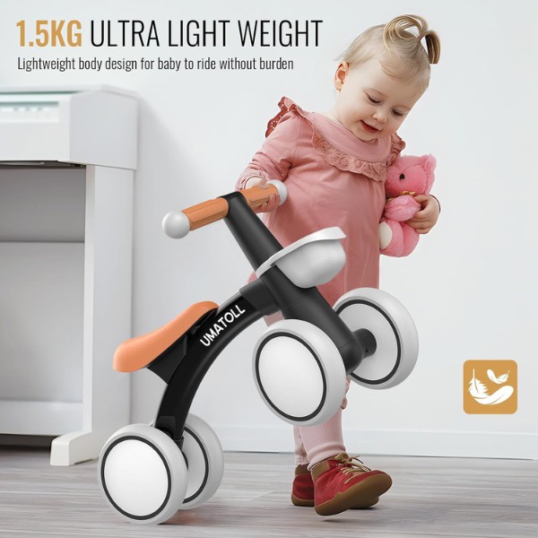 Bicicleta de Equilibrio Umatoll Negra para Beb&eacute;s 12-24 Meses Sin Pedales con Asiento Ajustable y Cesta Extra&iacute;ble image number null