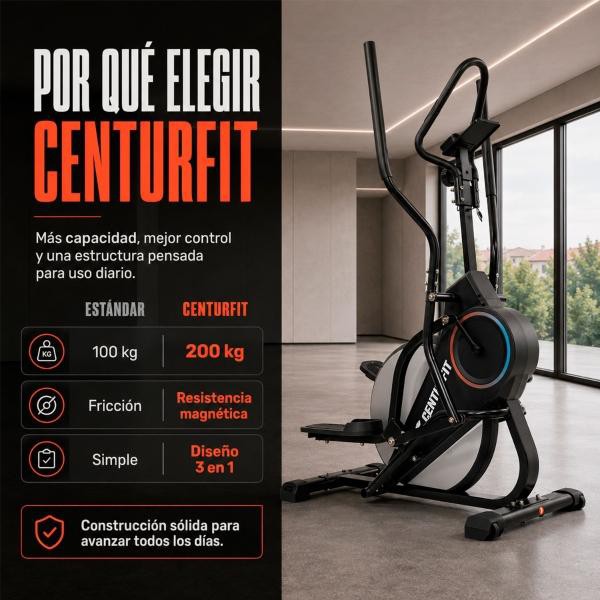 Eliptica Magnetica 3en1 Maquina Escaladora 200 Kg 8 Niveles Negro Centurfit image number null