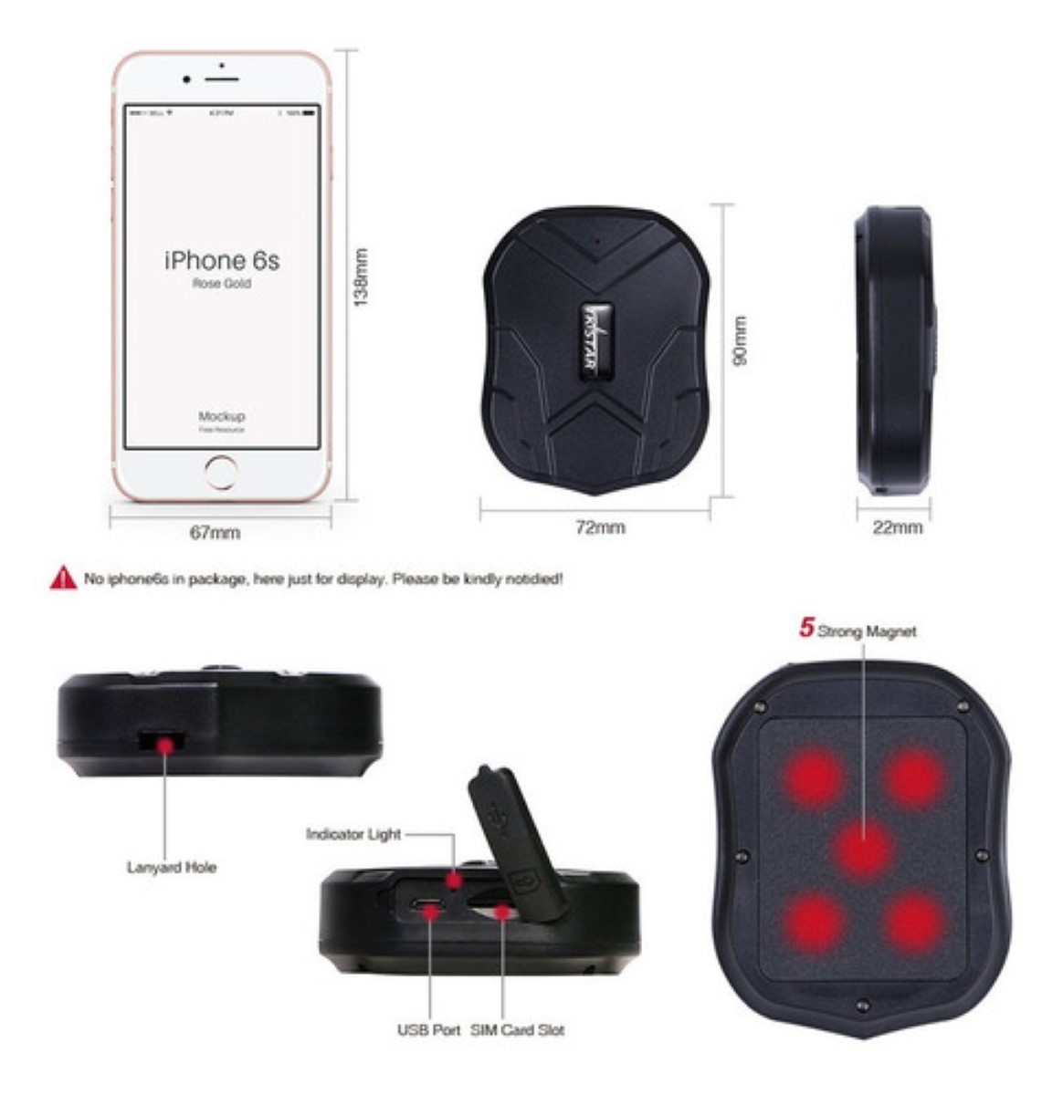 Tkstar Tk905 Gps Tracker Coche 5000mah, Im&aacute;n Monitor De Voz Negro image number null