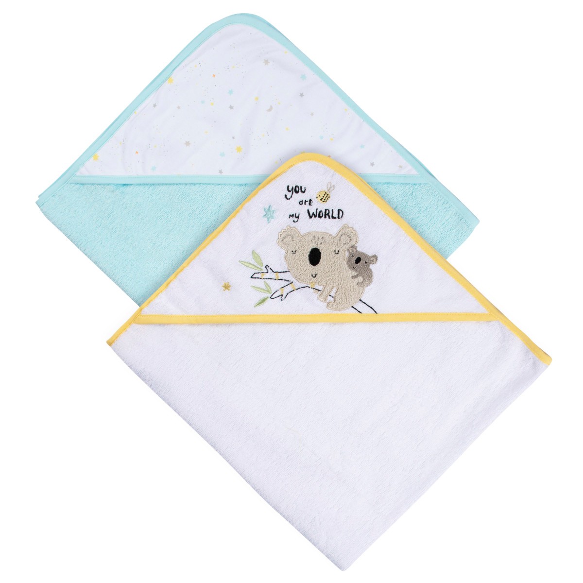Set 2 toallas Gerber beb&eacute; capucha algod&oacute;n azul 66&times;76 cm image number null