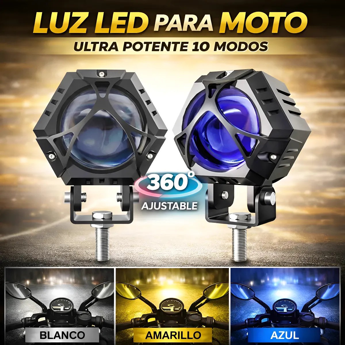 2pcs Faros Auxiliares Lupa 120w Para Auto Moto Con Estrobo image number null