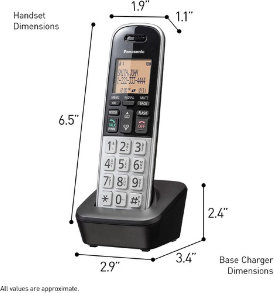 Tel&eacute;fono Inal&aacute;mbrico Con Dect 6.0, Pantalla Lcd Panasonic Grris image number null