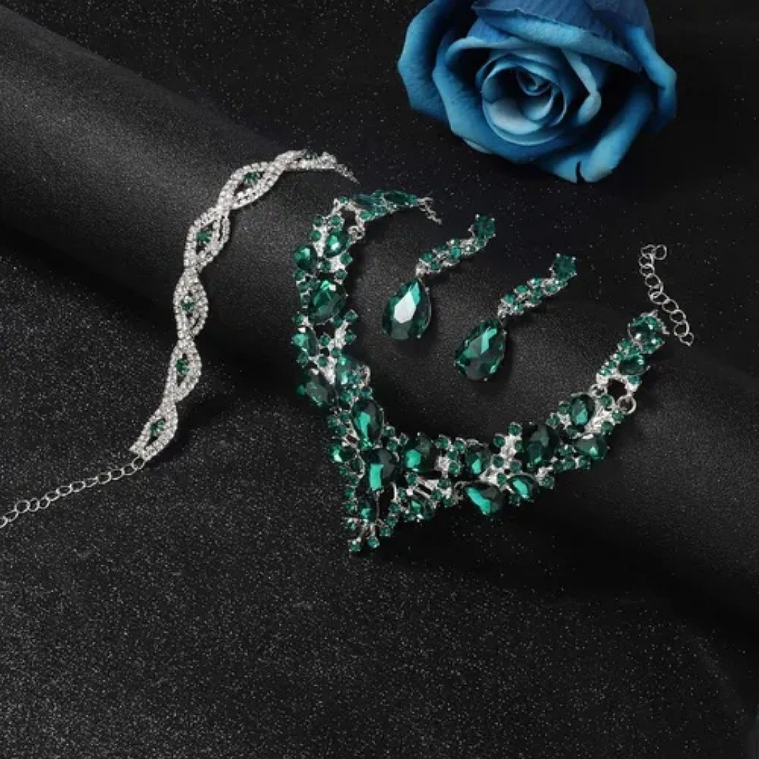 Conjunto De Joyas Para Mujer Collar Y Aretes Y Pulsera image number null