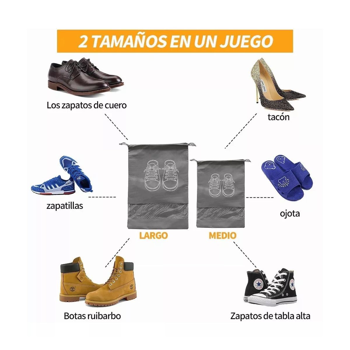 Bolsa De Viaje para Zapatos 10 Piezas Gris image number null