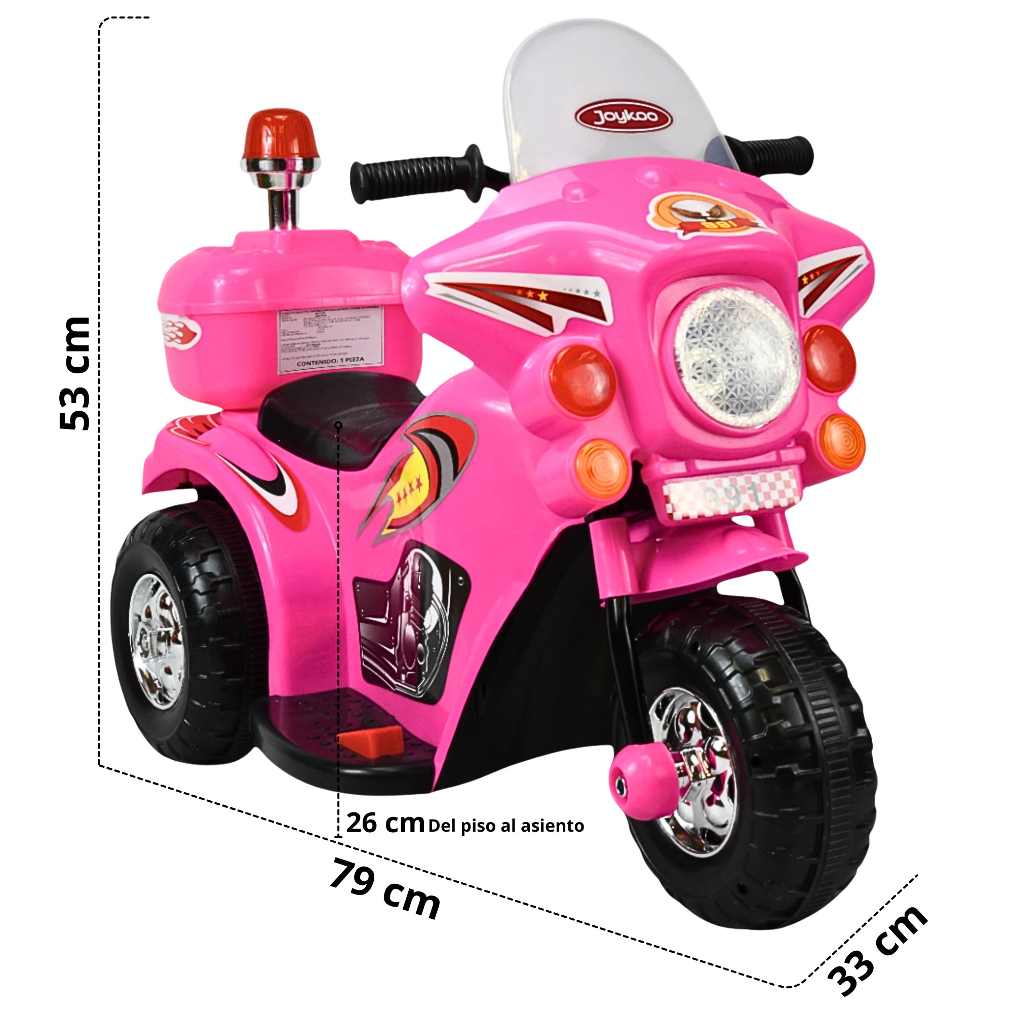 Moto Montable El&eacute;ctrica para Ni&ntilde;os Luces y Sonido Bateria 6v - Rosa image number null