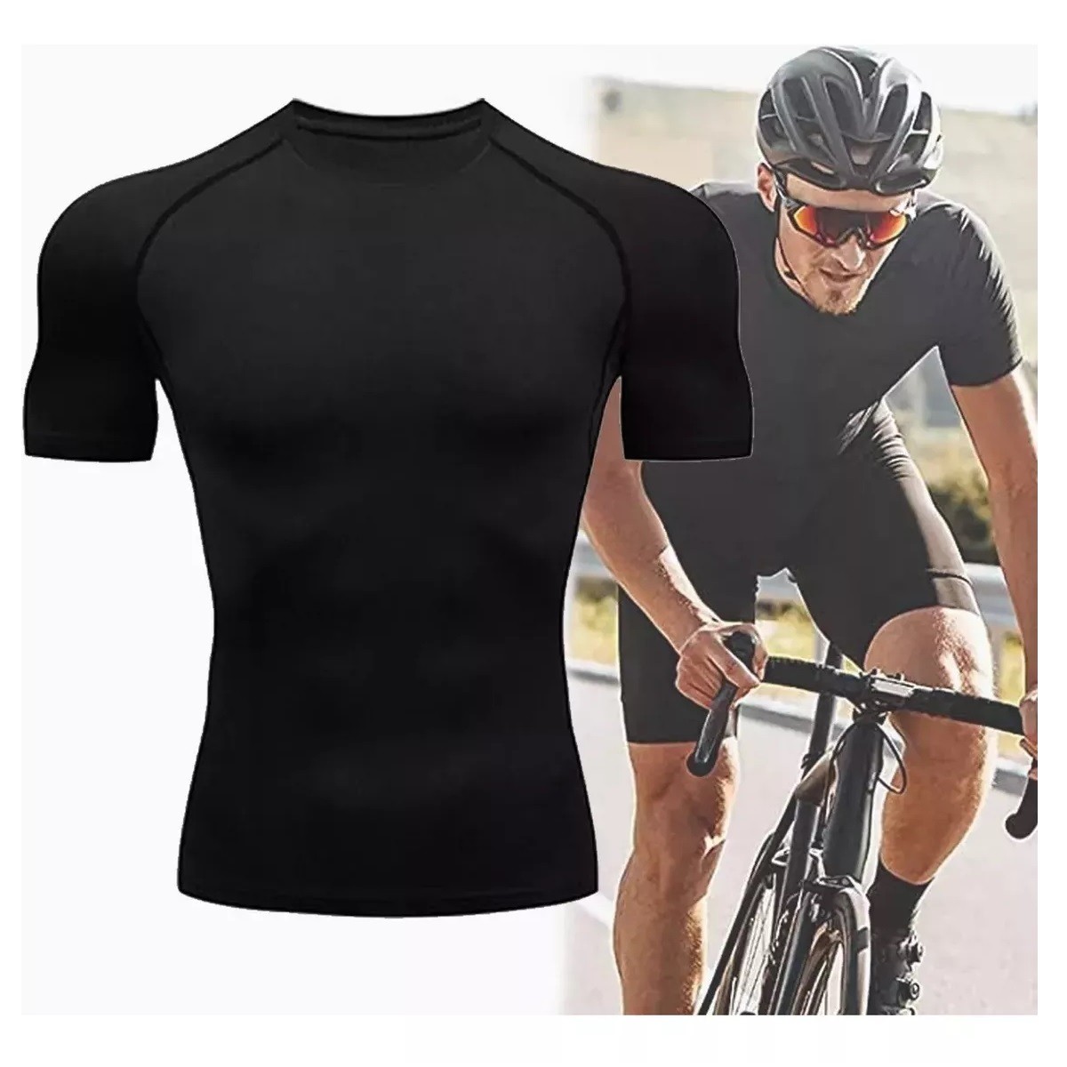 2pcs Playera Licras Deportivas Hombre Compresion Gym Negro + Blanco Talla XL image number null