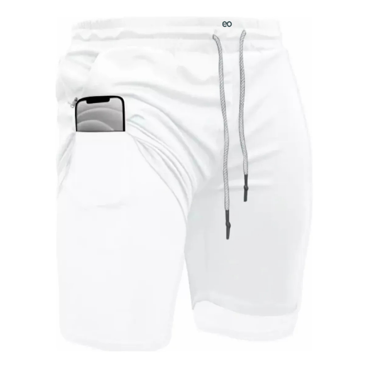 Short Con Licra Deportiva 2 En 1 Hombre Correr Blanco XL(34-36) image number null