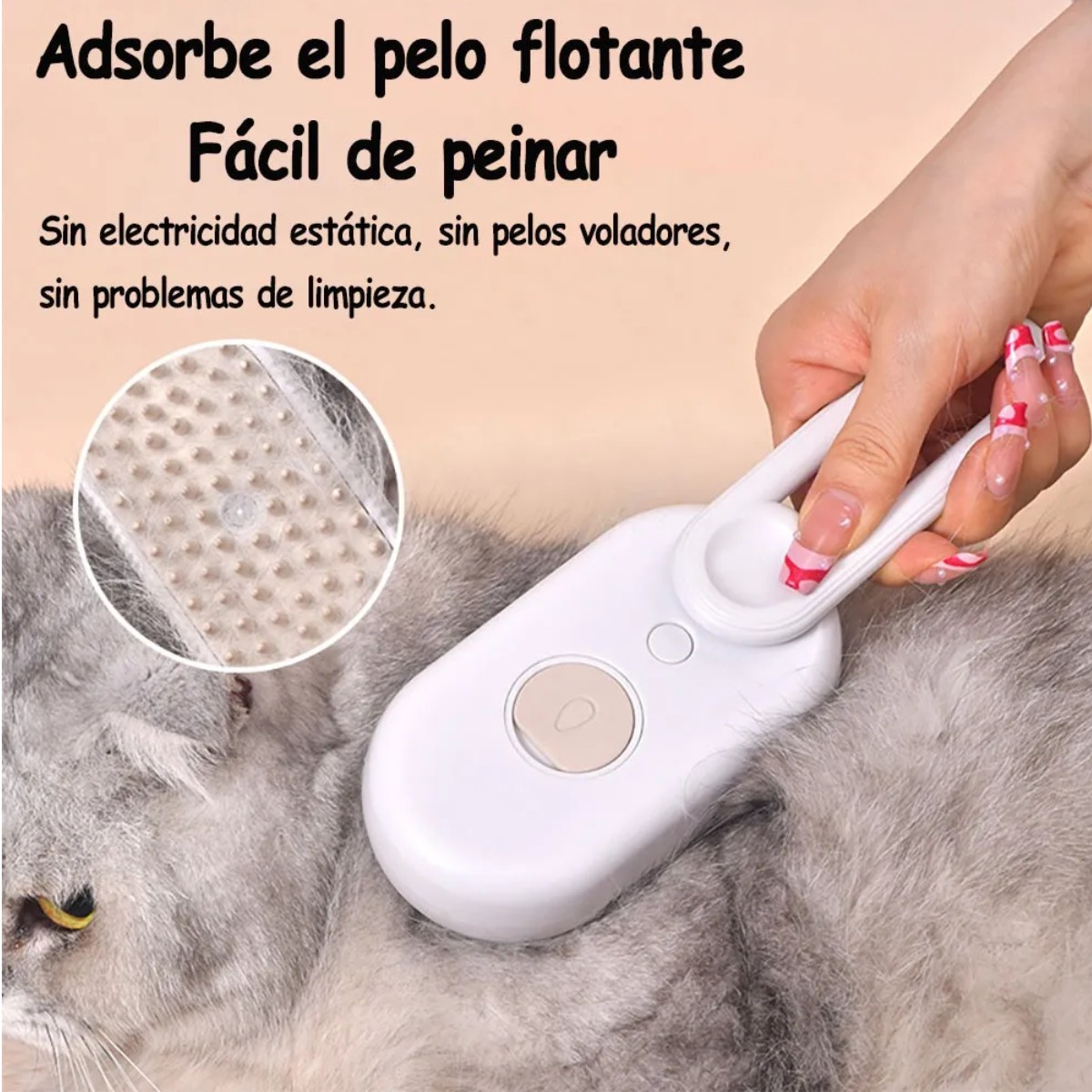 3 In 1 Depilaci&oacute;n Cepillo De Vapor Para Gato Perro Mascota Blanco image number null