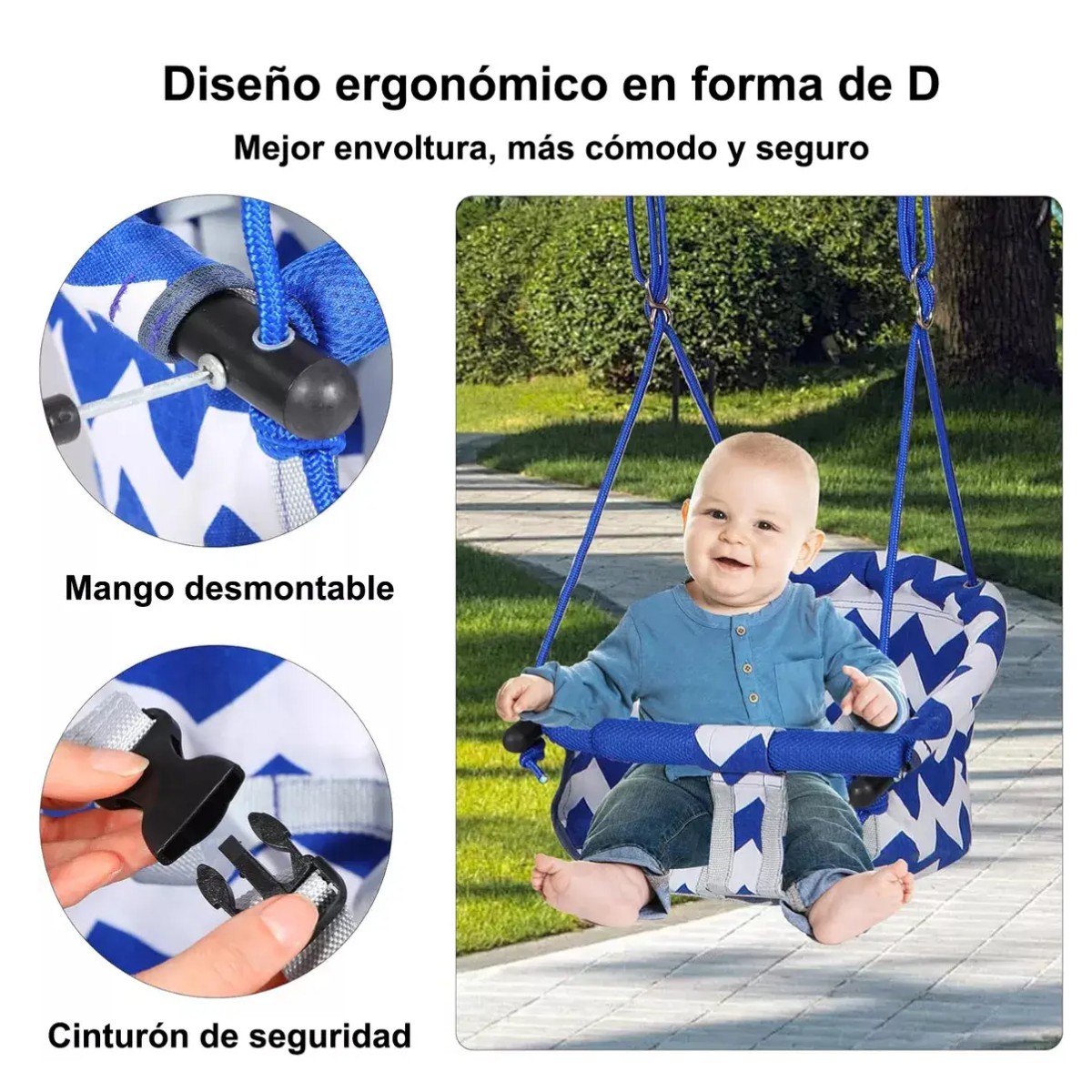 Columpio Infantil Jard&iacute;n Seguro Ajustable Resistente 40kg Azul image number null