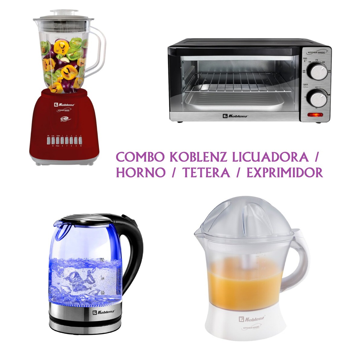 Combo Koblenz Tetera El&eacute;ctrica / Exprimidor / Licuadora Deli / Horno Tostador ENDY8 image number null