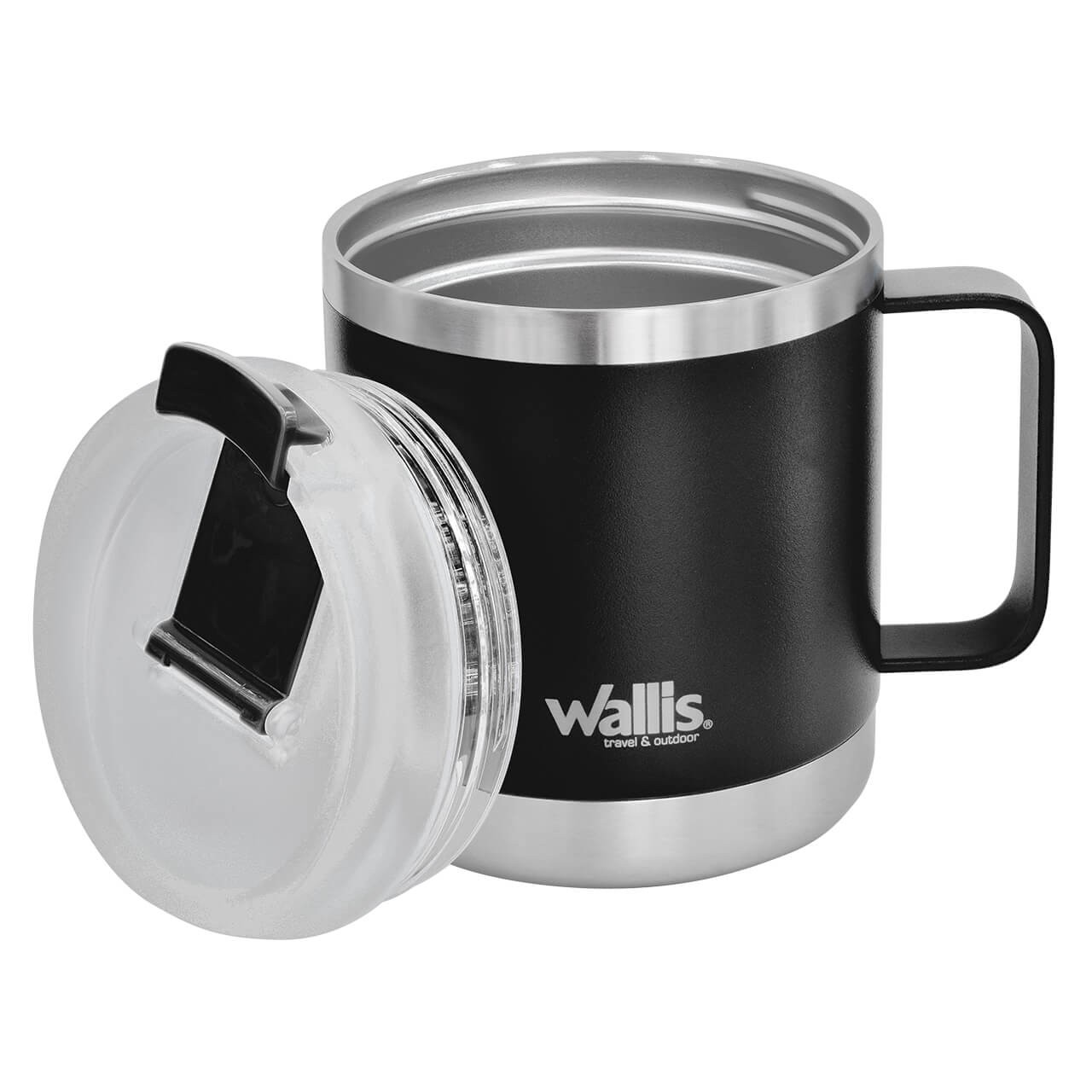 Taza t&eacute;rmica con protector a salpicaduras y tapa rosca, 470 ml, M28903113, negro mate image number null