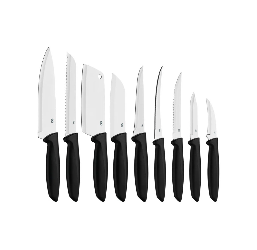 Pack x9 Cuchillos Cocina Mango Negro image number null
