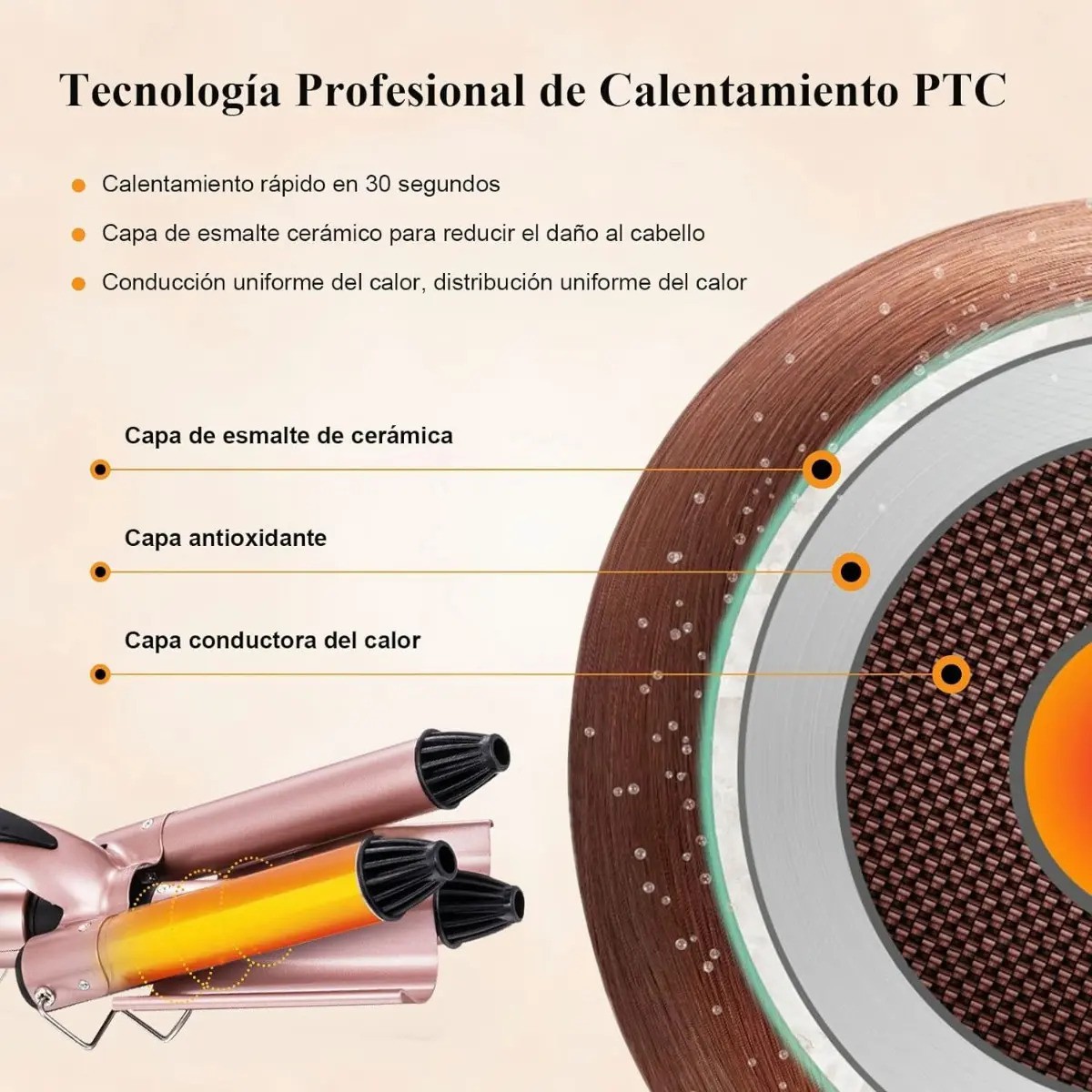 "Tenaza Rizadora Cabello Para Ondas, Temperatura Ajustable rosa " image number null