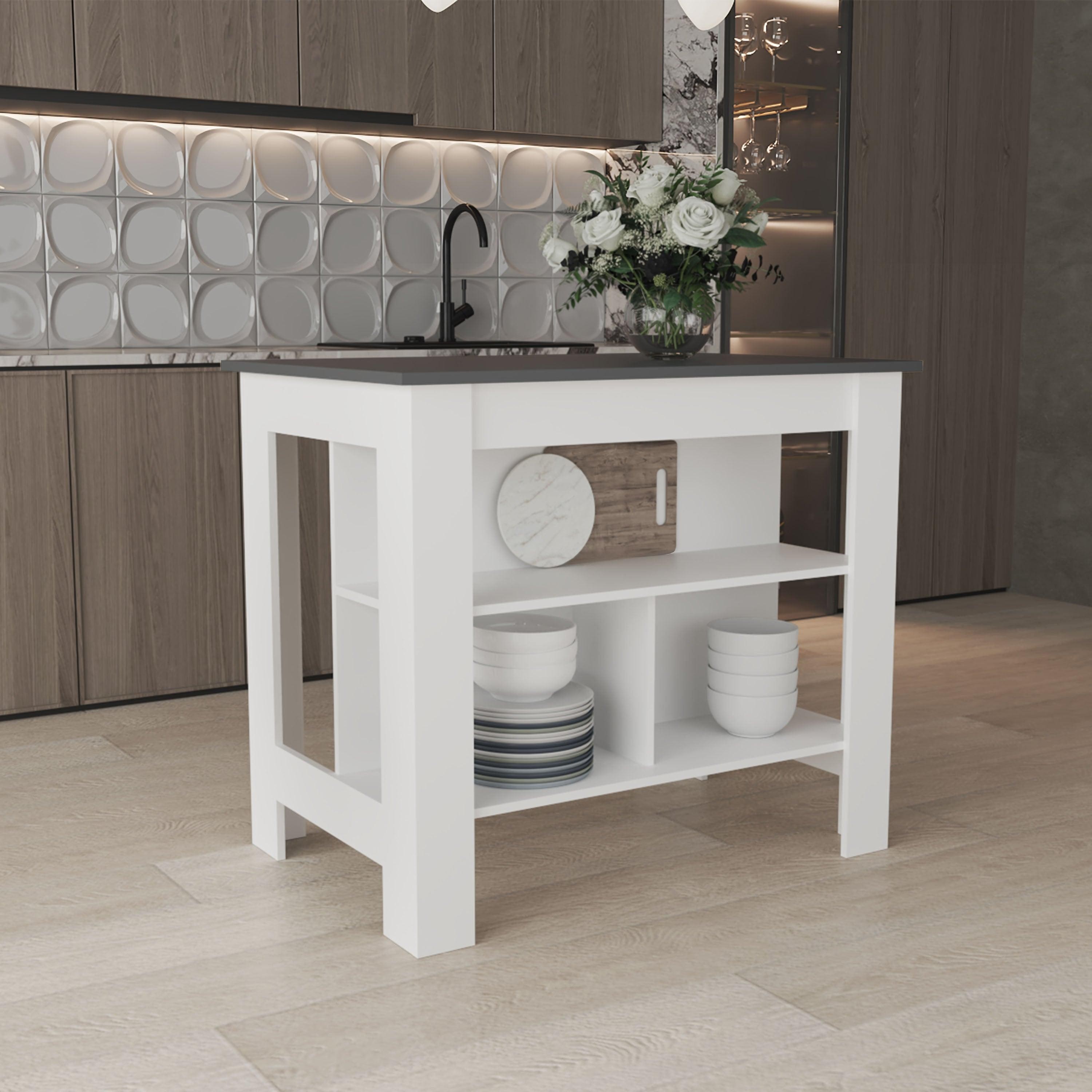 Isla de Cocina con 3 Estantes Blanca con Oxford image number null