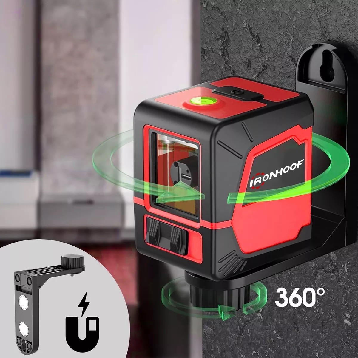 Nivel L&aacute;ser Verde Autonivelante 2 L&iacute;neas Con Soporte L image number null