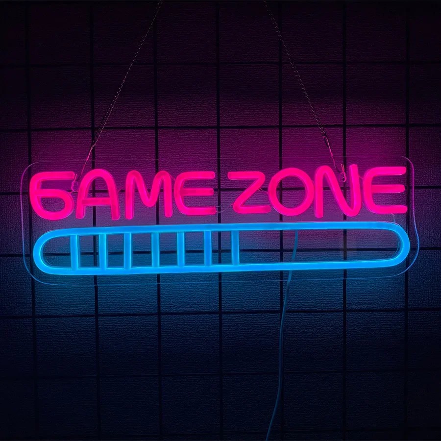 Letrero Ne&oacute;n LED Gamer Multicolor USB Game On Skull Gamepad Gaming Zone Pared Dormitorio Sala Juegos Regalo Gamer image number null