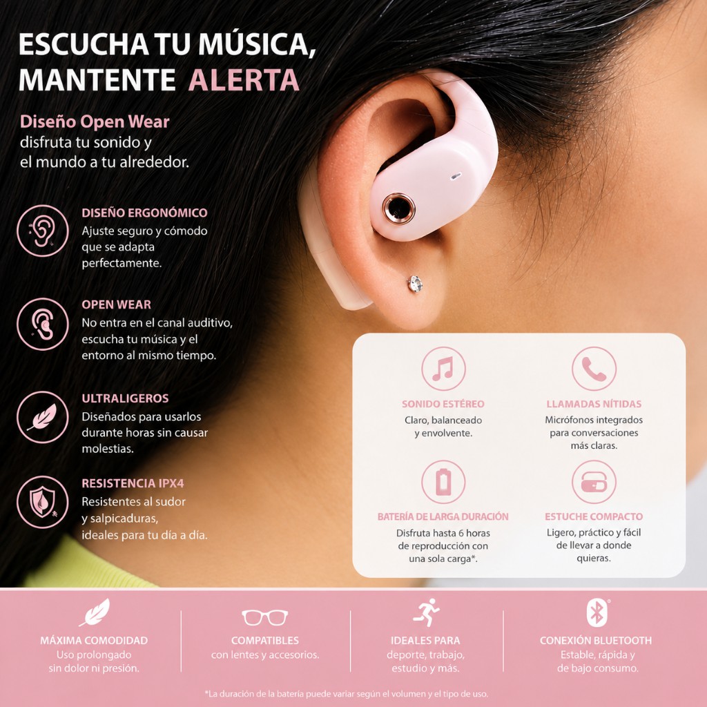 SMARTWATCH FUTUREM DW01 (DORADO) + AUDIFONOS G-TIDE OWS 8 (ROSA) image number null