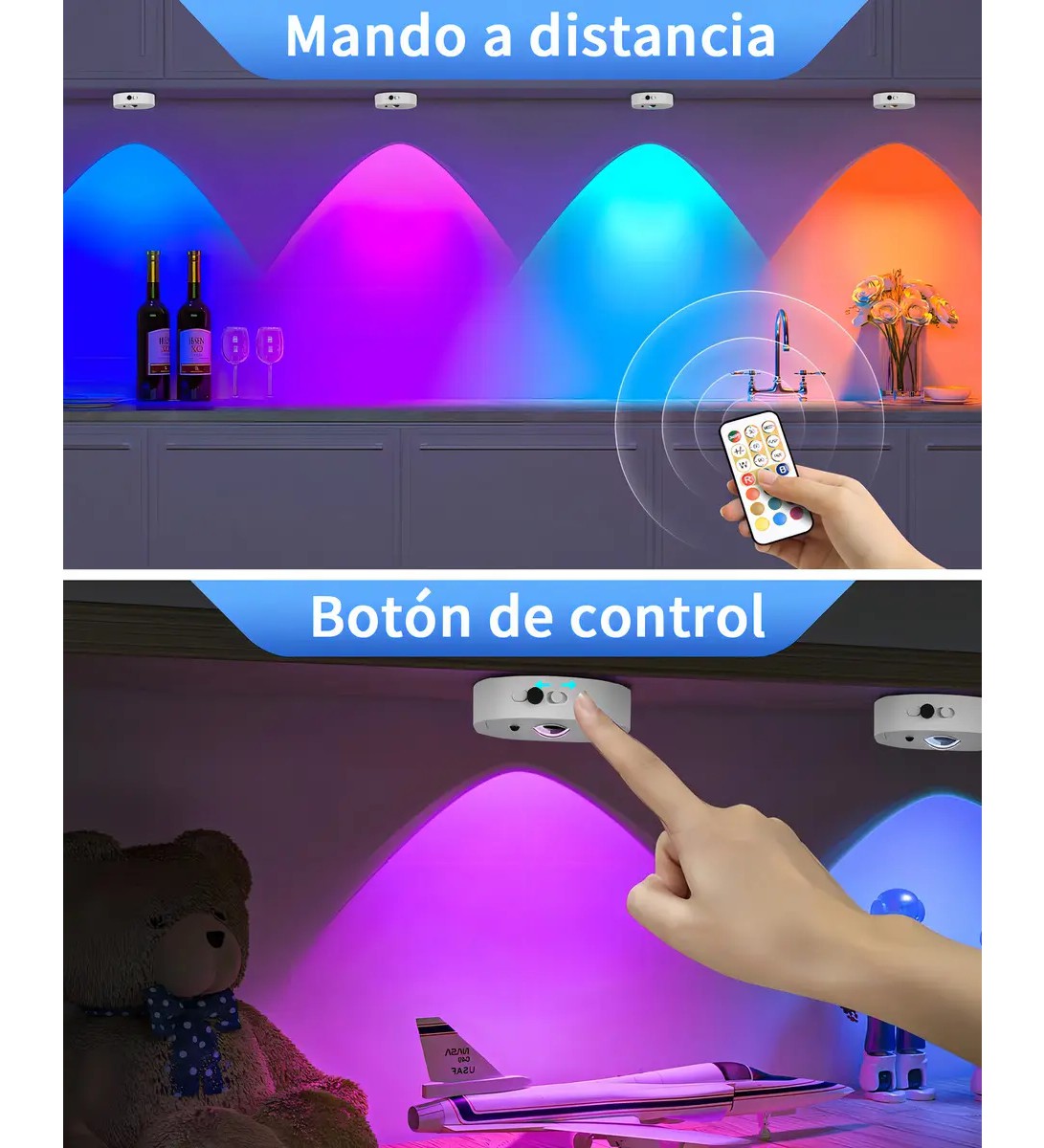 Luces con Mando a Distancia Bajo el Gabinete Inal&aacute;mbricas Blanco image number null