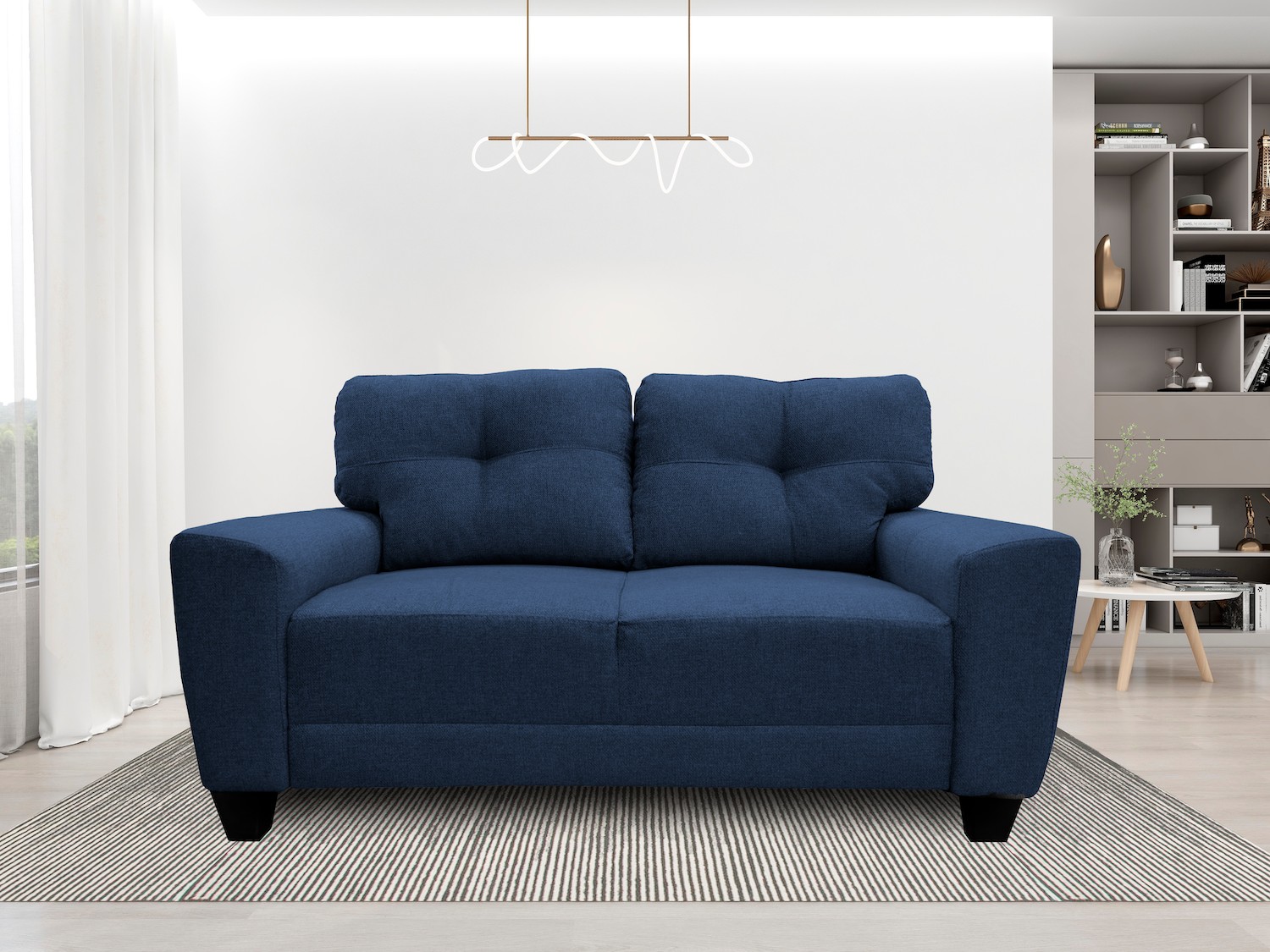 Love seat El Bazar Store Sidney Lino Azul marino 2 plazas, Modular, Moderno, Sala, Sofa image number null