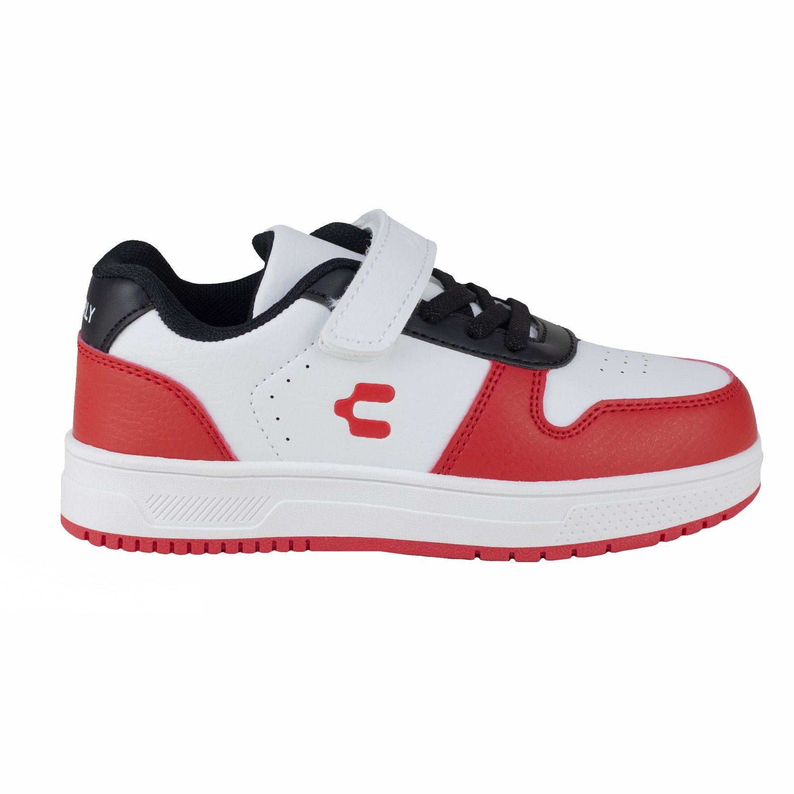 Tenis Blanco Choclo Para Ni&ntilde;o Charly Kids 1098661 Negro Rojo Casual Moderno image number null
